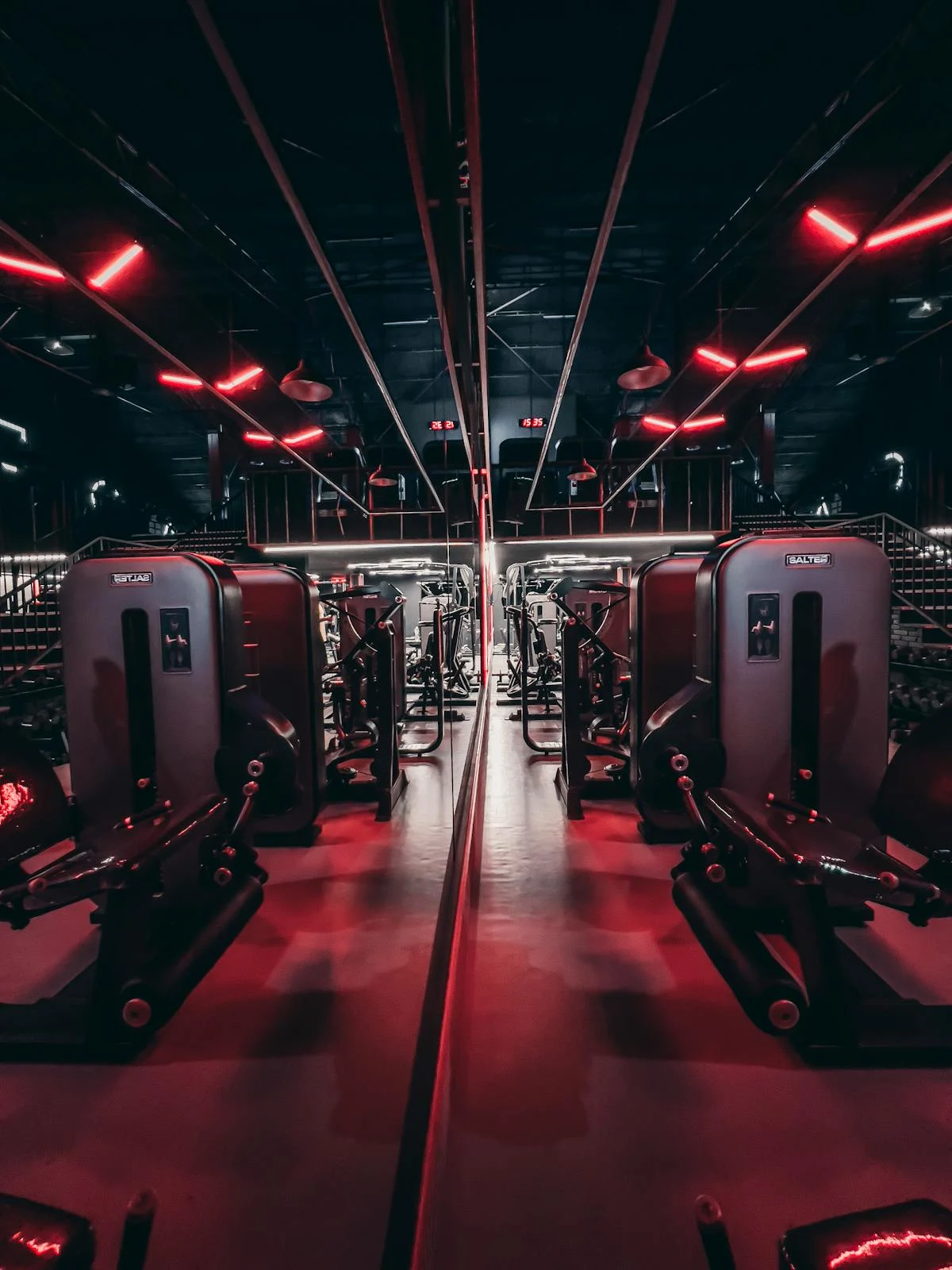 Modern gym interior with lighting